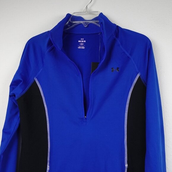 Under Armour 1/2 Zip Top Women's Size M Blue Cold Weather Training Fitted - Picture 4 of 11